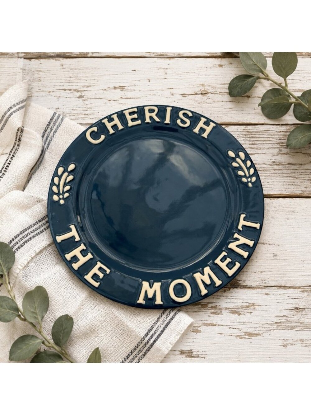Vintage 1999 House Of Lloyd Plate Cherish The Moment 11" Blue White Country Farm